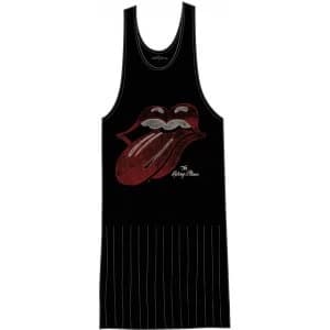 Image of The Rolling Stones Vintage Tongue Logo with Tassels Ladies Small Tee Vest - Black
