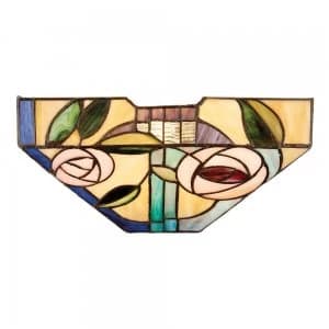 Image of 1 Light Indoor Wall Uplighter Dark Bronze with Tiffany Style Glass, E14