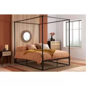Image of Farringdon Double Metal 4 Poster Bed Black - Black