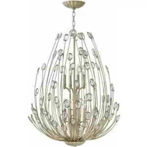 Image of Loops - 8 Bulb Chandelier Hanging Pendant LIght Silver Leaf LED E14 60W Bulb