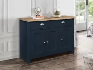 Image of Birlea Highgate Navy and Oak Effect 3 Door 2 Drawer Sideboard Flat Packed