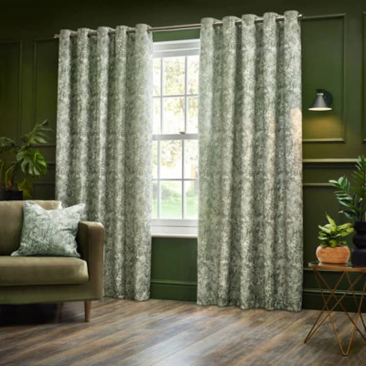 Image of Bengal Eyelet Curtains Sage, Sage / 168x183cm