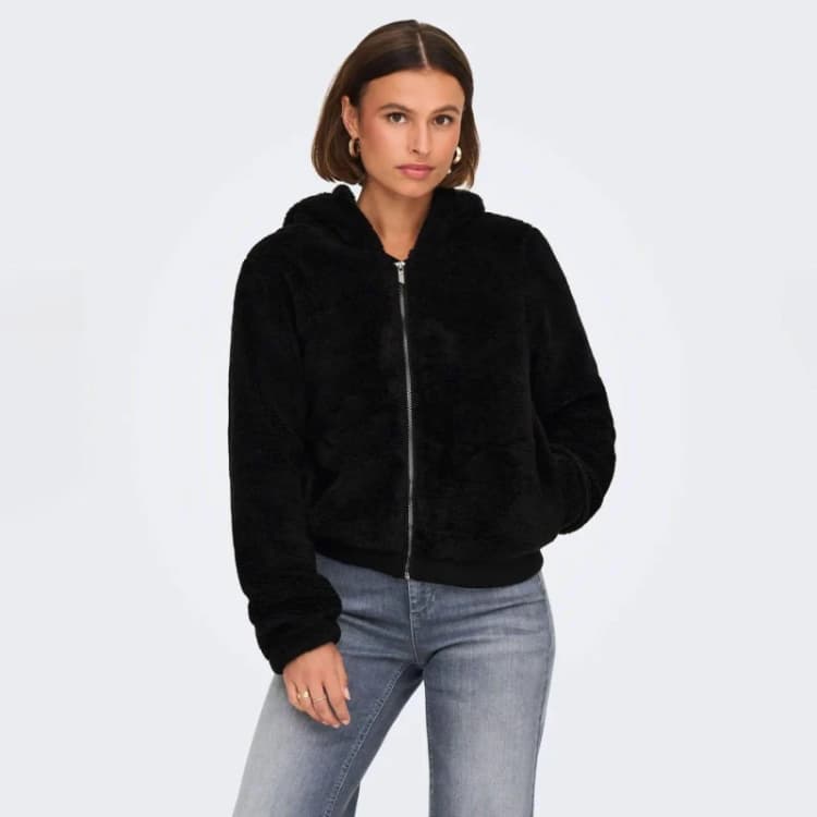 Image of Only Newanna Teddy Jacket Black female 8