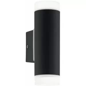 Image of Loops - IP44 Outdoor Wall Light Black Up & Down Light 2 x 5W GU10 Bulb Porch Lamp