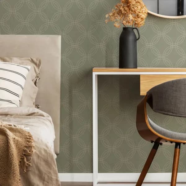 Image of Superfresco Easy - Serpentine Geometric Sage Wallpaper - Green