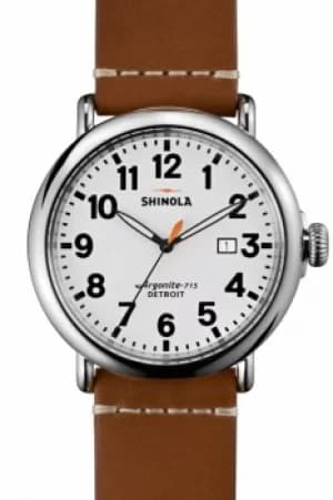 Image of Mens Shinola Runwell 47mm Brown Leather Strap Watch S0110000111