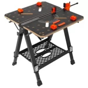 Image of VEVOR Folding Work Table, 2-in-1 as Sawhorse & Workbench, 1000 lbs Capacity, 7 Adjustable Heights, Steel Legs, Portable Foldable Tool Stand with Wood