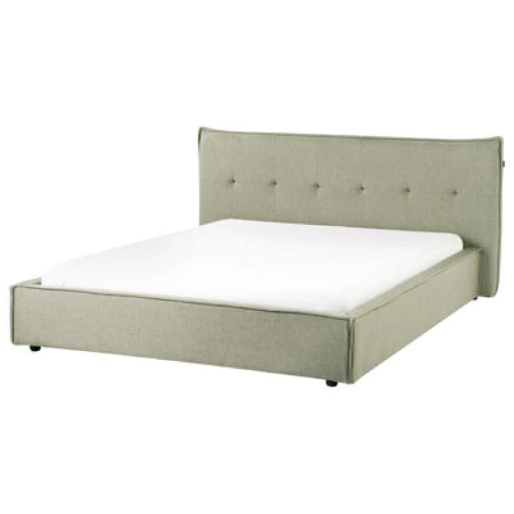 Image of Beliani Bed Faux Linen Lestre 160 X 200 Cm (Eu King Size) Green