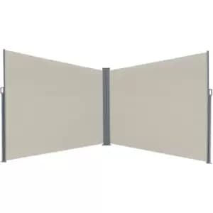 Image of Outsunny Retractable Double Side Awning Folding Privacy Screen Fence White