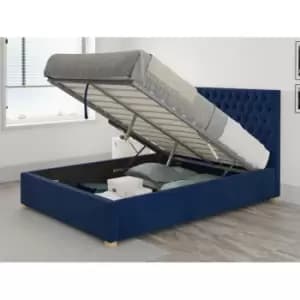 Image of Monroe Ottoman Upholstered Bed, Plush Velvet, Navy - Ottoman Bed Size Double (135x190)