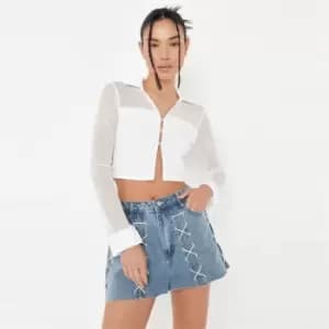 Image of Missguided PANEL SHIRT - White
