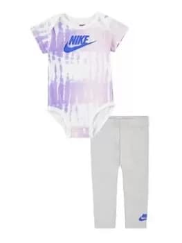 Image of Nike Baby Girls Fashion Club Bodysuit Pant Set, Grey, Size 6 Months