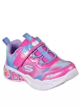 Image of Skechers PRETTY PAWS LIGHT UP TODDLER GIRLS TRAINERS, Pink, Size 4 Younger