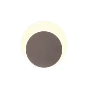 Image of Magnetic Base Wall Lamp, 12W LED 3000K 498lm, 15, 19cm Round Bottom Offset, Coffee, Acrylic Frosted Diffuser