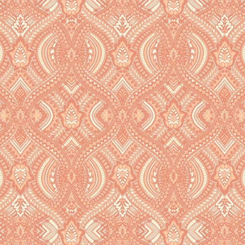 Image of Hoopla Walls Ogee Damask Matt Wallpaper Orange