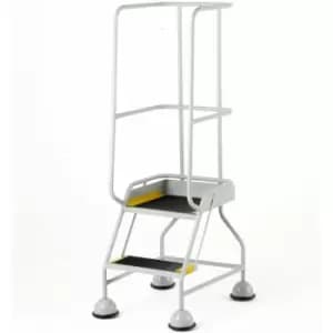 Image of Loops - 2 Tread Mobile Warehouse Steps & Guardrail grey 1.5m Portable Safety Stairs
