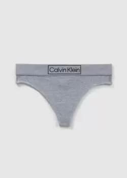 Image of Calvin Klein Womens Underwear Reimagined Heritage Mid Rise Thong In Heather Grey
