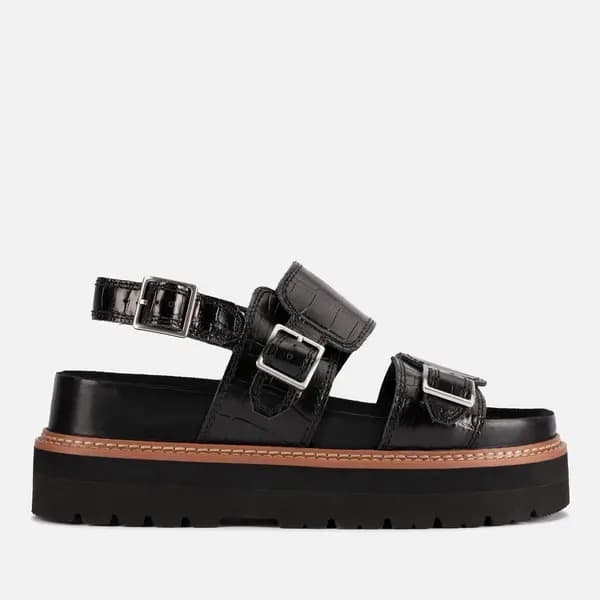 Image of Clarks Womens Orianna Glide Cros-Effect Leather Sandals - UK 7