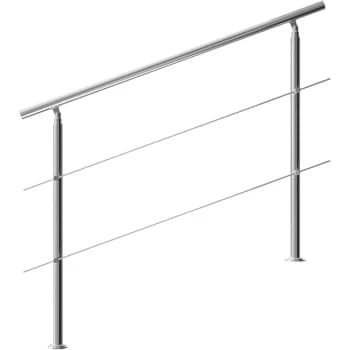 Image of Banisters Stainless Steel Indoor and Outdoor Handrail Railing Balustrade Balcony 2 crossbars, 150cm - Monzana