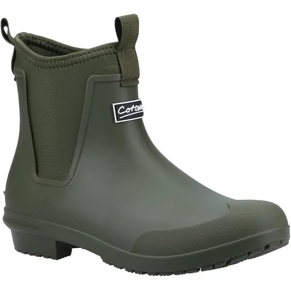 Image of Cotswold Womens Grosvenor Short Neoprene Wellies Chelsea Ankle Boots - UK 7 Green female GDE2711GRN7