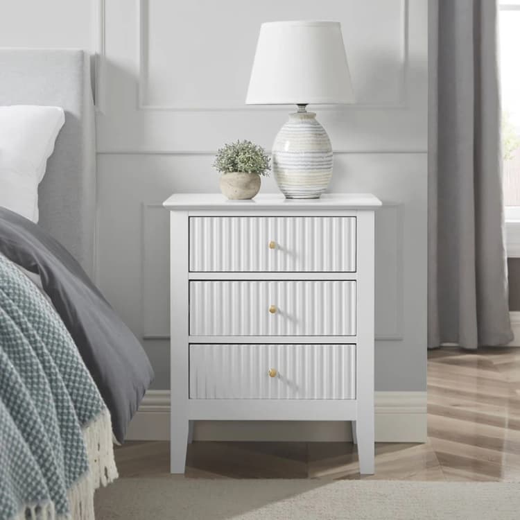 Image of Melody Maison 3 Drawer Bedside Table - Hales White Range White