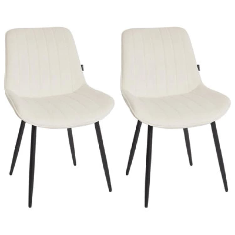 Image of Beliani Set Of 2 Dining Chairs Dubrovnik Velvet Light Beige