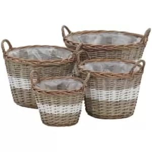 Image of Vidaxl - Raised Bed 4 pcs Wicker with pe Lining Brown