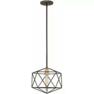Image of Geometric Gold Pendant Metallic Coloured Lamp Holder Matte Bronze LED E27 100W