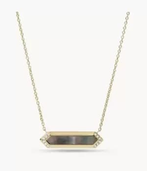 Image of Fossil Women Val Black and Gold Black Mother-of-Pearl Pendant Necklace
