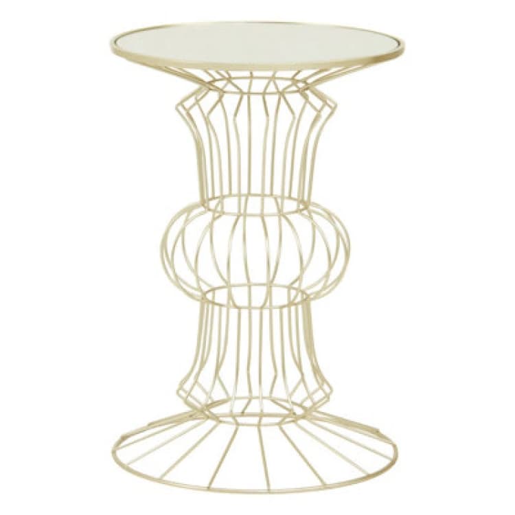 Image of Premier Housewares Interiors By Premier Practical Light Gold Finish Frame Table, Compact Side Table For Livingroom, Mirrored Top Small Lounge Table Go