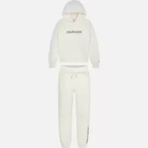 Image of Calvin Klein Girls Institutional Logo Hoodie Set - Ivory - 16 Years
