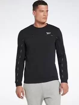 Image of Reebok Workout Ready Piping Crew Sweatshirt, Blue, Size S, Men
