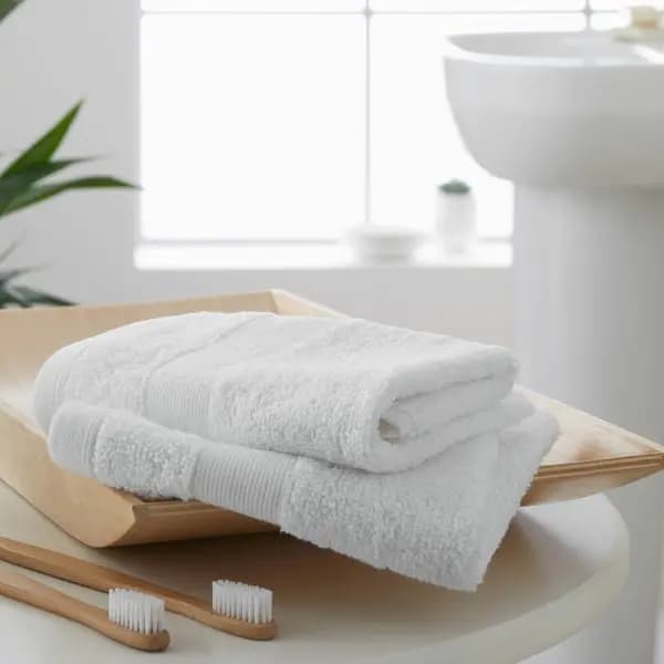 Image of CATHERINE LANSFIELD Catherine Lansfield Anti-Bacterial 100% Cotton Face Cloth, White, 2 Pack TW/55660/W/FC2/WH