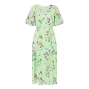 Image of Yumi Sage Green Oriental Butterfly Print Midi - Green