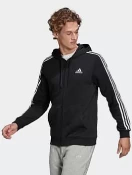 Image of adidas Originals Essentials French Terry 3-stripes Full-zip Hoodie, Blue/White Size M Men
