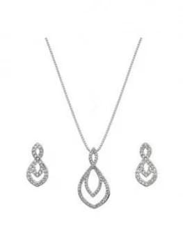 Image of Hot Diamonds White Topaz Earrings And Pendant Set