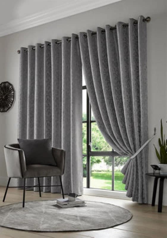 Image of Luxury Living Keswick Fully Lined Ring Top Curtains Metallic Silver