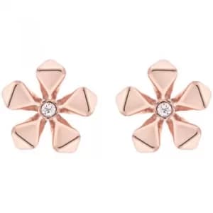 Image of Ladies Karen Millen Rose Gold Plated Petite Geo Flower Stud Earring