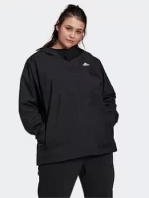 Image of adidas Bsc 3-stripes Rain.rdy Jacket, Black, Size 1X, Women