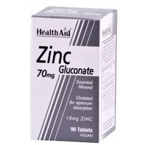 Image of HealthAid Zinc Gluconate 70mg - 90 Tablets