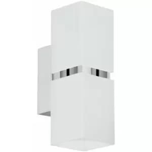 Image of Loops - Wall Light Colour Chrome Plated Steel White Square Shape Shade Bulb GU10 2x3.3W
