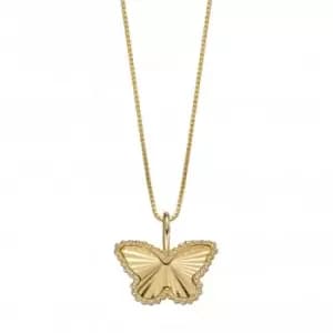 Image of 9ct Granulation And Diamond Cut Yellow Gold Butterfly Pendant Pendant GP2248