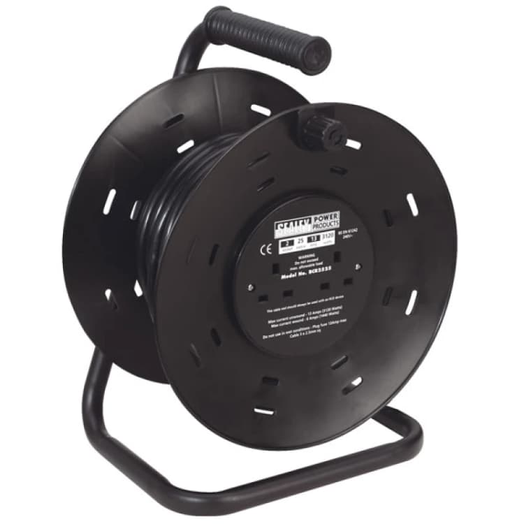 Image of Sealey 4 Socket Heavy Duty Cable Extension Reel 240v BCR2525 Length: 25m