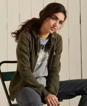 Image of Superdry Womens Vintage Logo Embroidered Zip Hoodie Green / Olive Marl - Size: 10