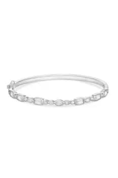 Image of Sterling Silver 925 Cubic Zirconia Besel Set Stone Bangle Bracelet