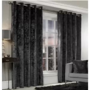 Image of Luxury Modern Crushed Velvet Cream Fully Lined Ready Made Eyelet Ring Top Curtains 66x72 - Cream