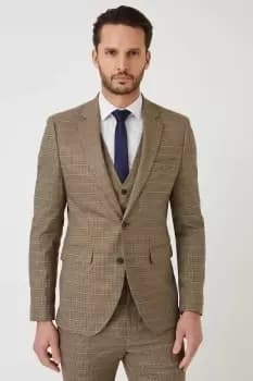 Image of Mens Skinny Fit Neutral Puppy Tooth Suit Jacket