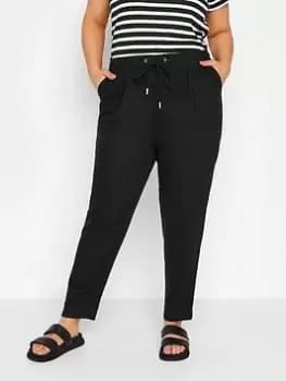 Image of Yours Linen Joggers - Black, Size 34-36, Women