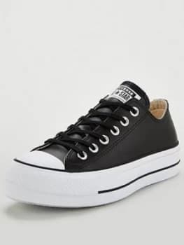 Image of Converse Chuck Taylor All Star Platform Lift Clean Leather Ox - Black/White, Size 4, Women