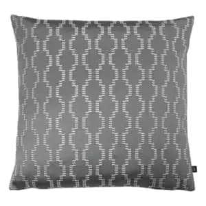 Image of Nash Embroidered Cushion Fog/Dark Grey
